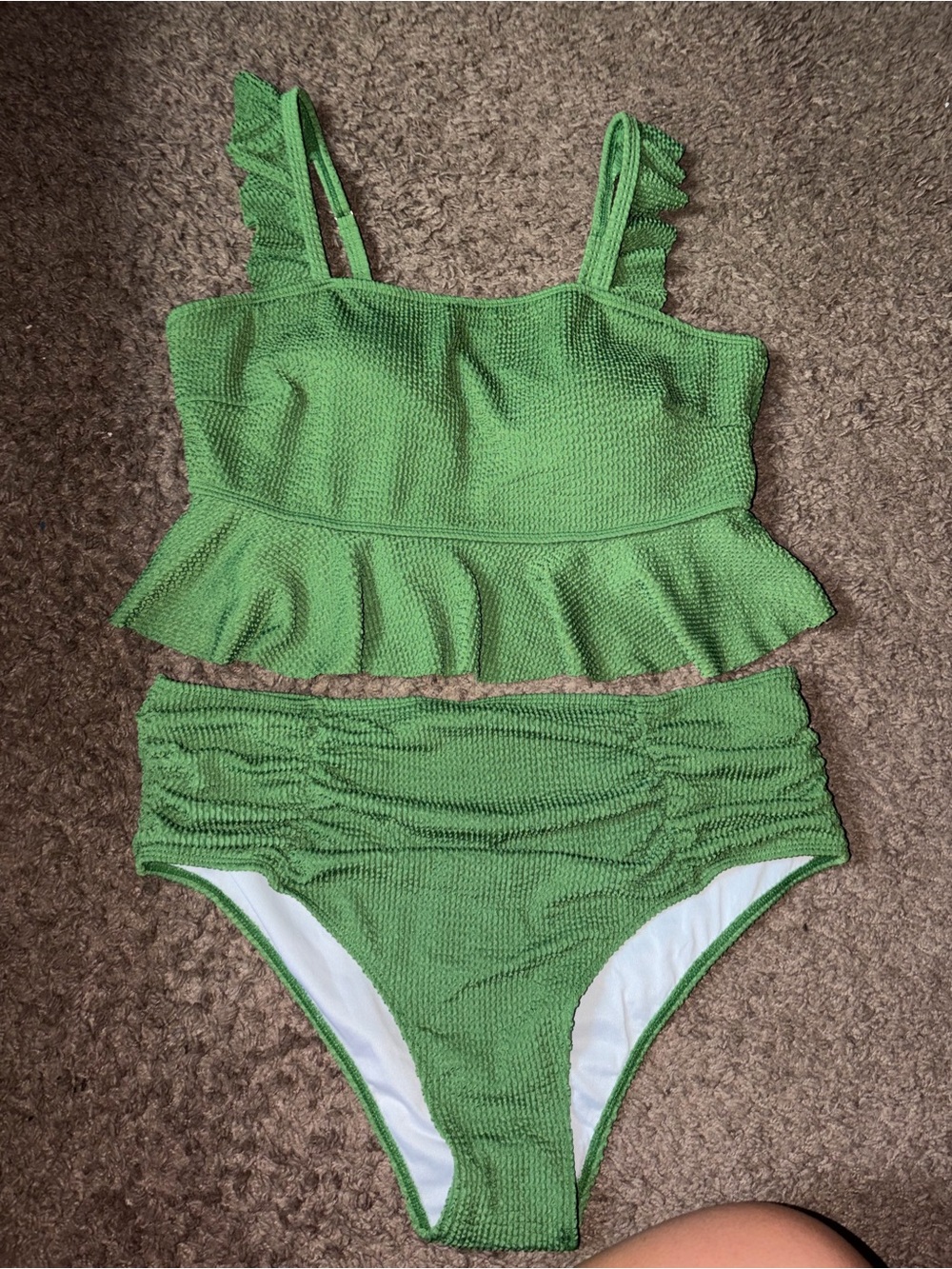 SHEIN Green Ruffle Tankini Two-Piece Swim Set